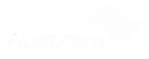 Logo branco da Apeprem em fundo transparente.